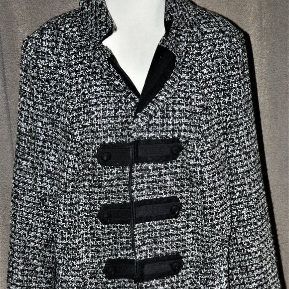 Denim 24/7 Jackets & Blazers - Denim 24/7 Black & White Tweed Coat